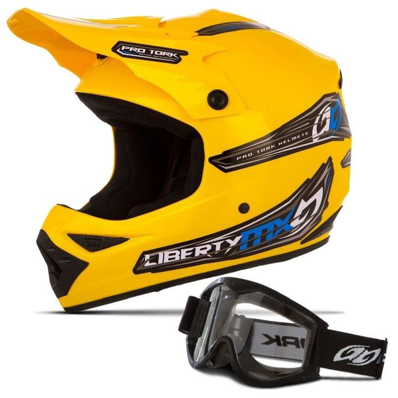 Capacete Motocross Off Road Liberty Mx Pro + Óculos 788 Preto